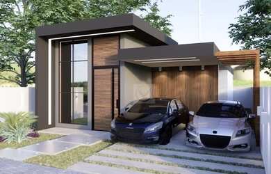 Imagem: A casa possui 3 Dormitórios, 1 Banheiro, 2 Vagas na garagem