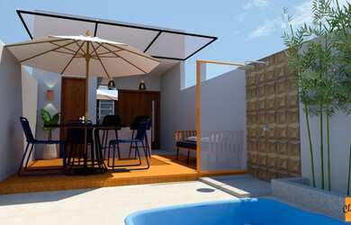 Imagem: A casa possui 3 Dormitórios, 2 Banheiros, 2 Vagas na garagem