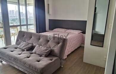 Imagem: O apartamento possui 1 Dormitório, 1 Banheiro, 1 Vaga na garagem