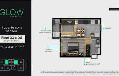 Imagem 13: Apartamento à venda no Glow City Habitat no Novo Mundo em Curitiba/PR