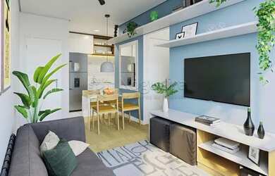 Imagem: O apartamento possui 2 Dormitórios, 1 Banheiro, 1 Vaga na garagem