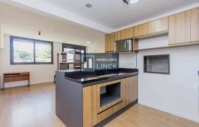 Imagem: O apartamento possui 1 Dormitório, 1 Banheiro, 2 Vagas na garagem