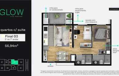 Imagem 16: Apartamento à venda no Glow City Habitat no Novo Mundo em Curitiba/PR