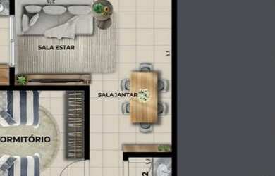 Imagem: O apartamento possui 2 Dormitórios, 1 Banheiro, 1 Vaga na garagem