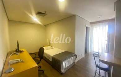 Imagem: O apartamento possui 1 Dormitório, 1 Banheiro, 1 Vaga na garagem