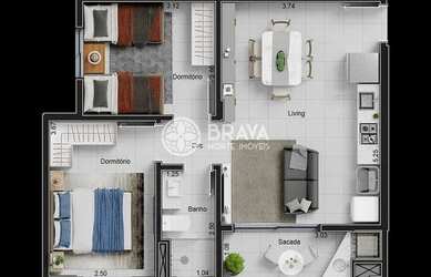 Imagem 2: Villagio das Flores. 54m² de Área, 1 Banheiroe2 Dormitórios