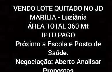 Imagem: O terreno possui 360m² de Área e está localizado em Mansões
