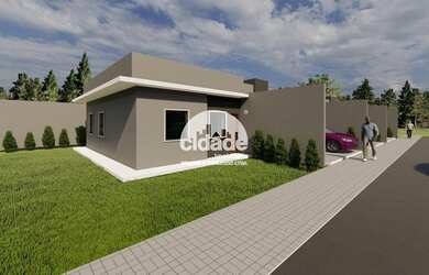 Imagem: A casa possui 3 Dormitórios, 1 Banheiro, 2 Vagas na garagem