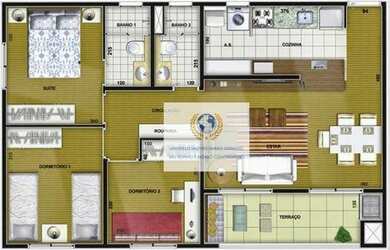Imagem: O apartamento possui 3 Dormitórios, 2 Banheiros, 2 Vagas na