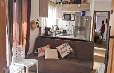 Imagem: O apartamento possui 1 Dormitório, 1 Banheiro, 1 Vaga na garagem