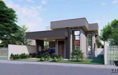 Imagem: A casa em condomínio possui 3 Dormitórios, 1 Banheiro, 2 Vagas