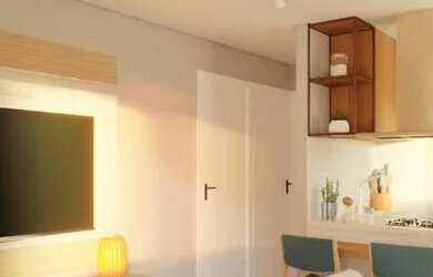 Imagem: O apartamento possui 2 Dormitórios, 1 Banheiro, 1 Vaga na garagem