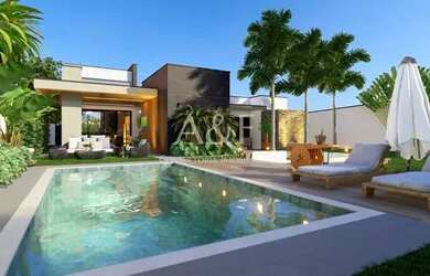 Imagem: A casa em condomínio possui 4 Dormitórios, 4 Banheiros, 3