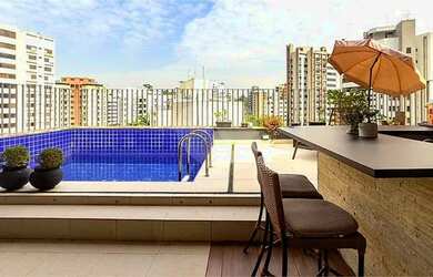 Imagem: O apartamento na cobertura possui 3 Dormitórios, 5 Banheiros