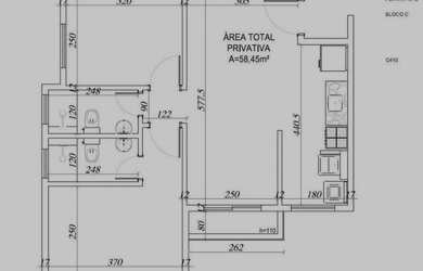 Imagem: O apartamento possui 2 Dormitórios, 1 Banheiro, 2 Vagas na