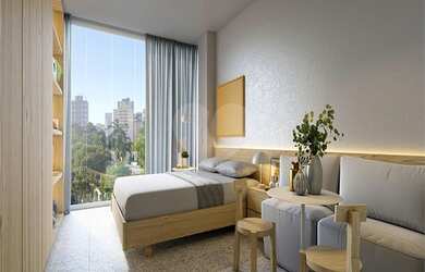 Imagem: O studio possui 1 Dormitório, 1 Banheiro, 22m² de Área e