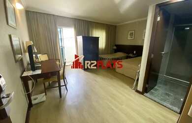 Imagem: O apartamento possui 1 Dormitório, 1 Banheiro, 1 Vaga na garagem