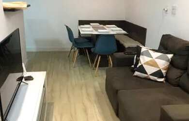 Imagem: O apartamento possui 1 Dormitório, 1 Banheiro, 1 Vaga na garagem