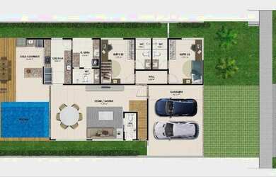 Imagem: A casa em condomínio possui 3 Dormitórios, 4 Banheiros, 2