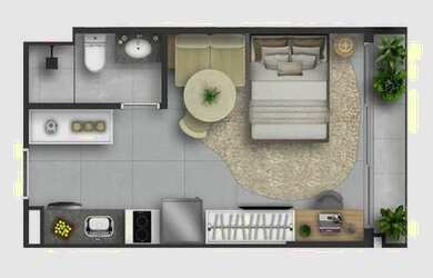 Imagem: O apartamento possui 1 Dormitório, 1 Banheiro e está localizado