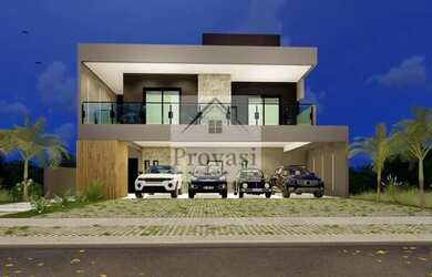 Imagem: A casa possui 4 Dormitórios, 4 Banheiros, 5 Vagas na garagem