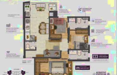 Imagem: O apartamento possui 2 Dormitórios, 3 Banheiros, 2 Vagas na