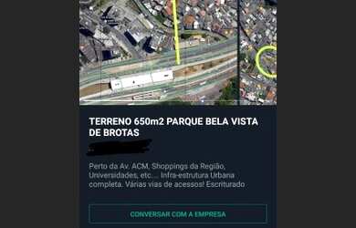 Imagem: O terreno possui 650m² de Área e está localizado em Parque