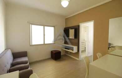 Imagem: O apartamento possui 1 Dormitório, 1 Banheiro, 1 Vaga na garagem