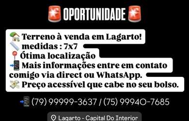 Imagem: O terreno está localizado em Lagarto, SE à venda por R$15.000