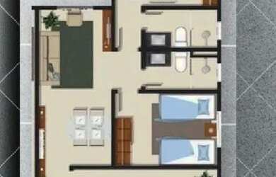 Imagem: O apartamento possui 2 Dormitórios, 2 Banheiros, 1 Vaga na