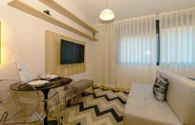 Imagem: O apartamento possui 1 Dormitório, 2 Banheiros, 1 Vaga na garagem