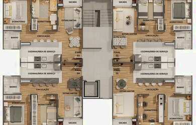 Imagem: O apartamento possui 2 Dormitórios, 1 Banheiro, 1 Vaga na garagem