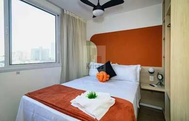 Imagem: O studio possui 1 Dormitório, 1 Banheiro, 19m² de Área e