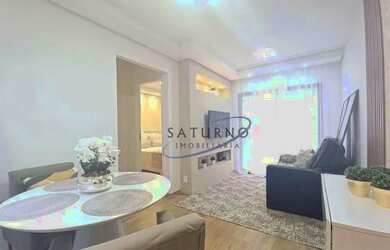 Imagem: O apartamento possui 1 Dormitório, 1 Banheiro, 1 Vaga na garagem