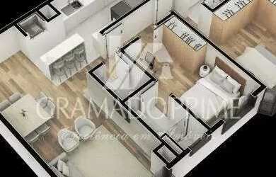 Imagem: O apartamento possui 1 Dormitório, 2 Banheiros, 1 Vaga na garagem