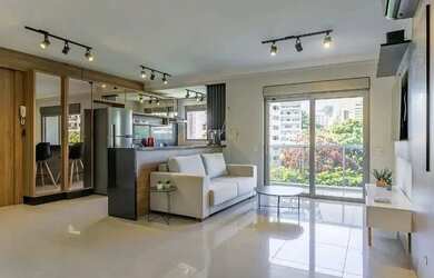 Imagem: O apartamento possui 1 Dormitório, 1 Banheiro, 1 Vaga na garagem