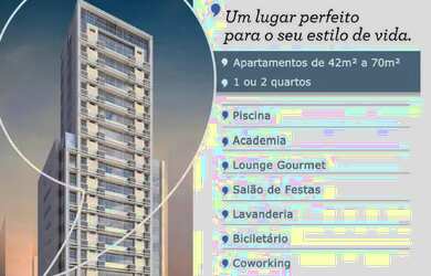 Imagem: O apartamento possui 1 Dormitório, 1 Banheiro, 1 Vaga na garagem