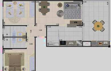 Imagem: O apartamento possui 2 Dormitórios, 1 Banheiro, 2 Vagas na