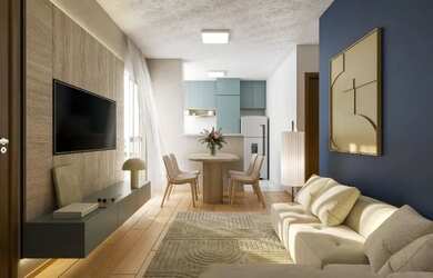 Imagem: O apartamento possui 2 Dormitórios, 1 Banheiro, 1 Vaga na garagem