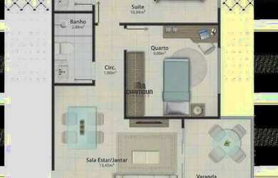 Imagem: O apartamento possui 2 Dormitórios, 2 Banheiros, 1 Vaga na