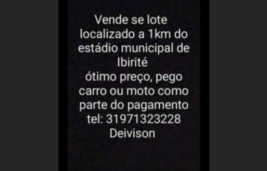 Imagem: O terreno possui 240m² de Área e está localizado em Ibirité