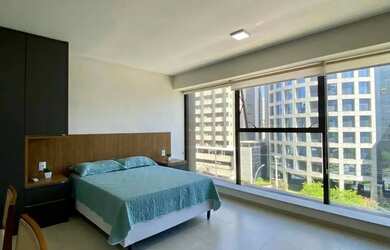 Imagem: O studio possui 1 Dormitório, 1 Banheiro, 35m² de Área e