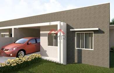 Imagem: A casa possui 3 Dormitórios, 1 Banheiro, 2 Vagas na garagem