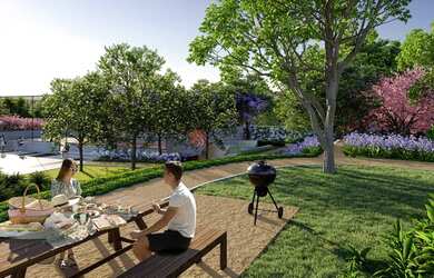 Imagem: O apartamento possui 1 Dormitório, 1 Banheiro, 1 Vaga na garagem