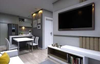 Imagem: O apartamento possui 2 Dormitórios, 1 Banheiro, 1 Vaga na garagem