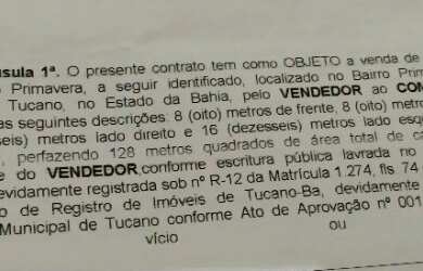 Imagem: O terreno está localizado em Tucano, BA à venda por R$15.000