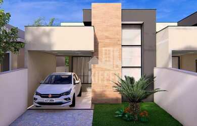 Imagem: A casa possui 3 Dormitórios, 1 Banheiro, 2 Vagas na garagem