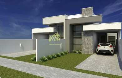 Imagem: A casa possui 3 Dormitórios, 2 Banheiros, 2 Vagas na garagem