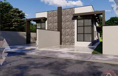 Imagem: A casa possui 3 Dormitórios, 2 Banheiros, 2 Vagas na garagem