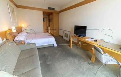 Imagem: O apartamento possui 1 Dormitório, 1 Banheiro, 1 Vaga na garagem